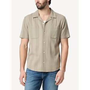 NEW Paige Mens Size Medium Dried Lemongrass Tonal Stripe Collared Jacobson Shirt